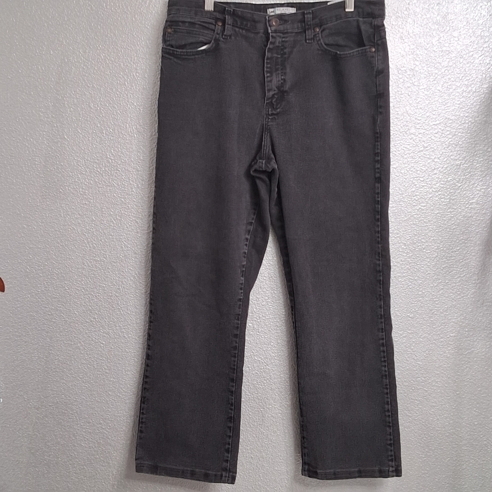 Lee Women's Dark Grey Relaxed Fit Jeans Size 14